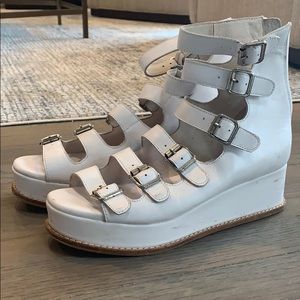 Jeffrey Campbell white platform sandals